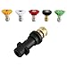 Price comparison product image Qooltek Pressure Washer Adapter, to 1/4'' Quick Connect Fitting for Karcher K2-K7 Series, with 5 Power Washer Nozzle Tips Multiple Degrees, 2.5 GPM
