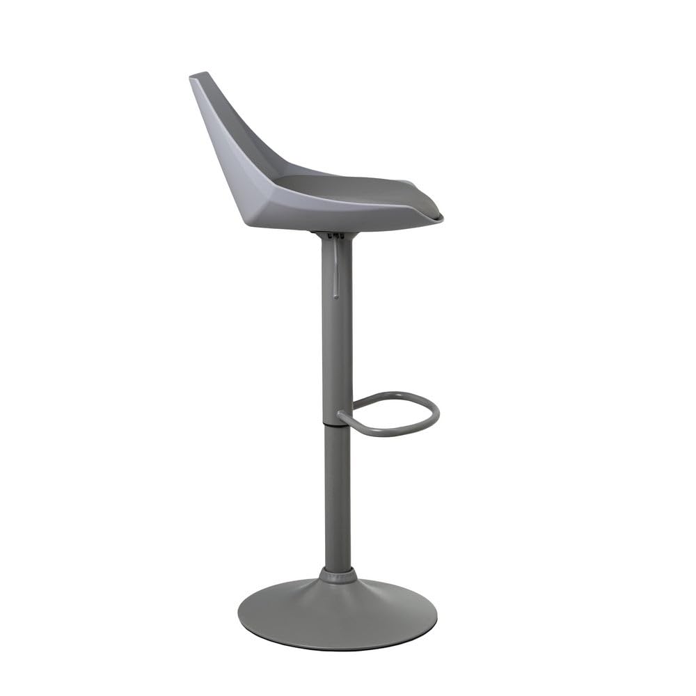 LOLAhome Taburete Alto de Cocina Regulable en Altura Gris con Respaldo Alto | Asiento acolchado y tapizado en poliel. Respaldo alto rígido. Altura ajustable de 83 a 104 cm. Resiste hasta 120 kg