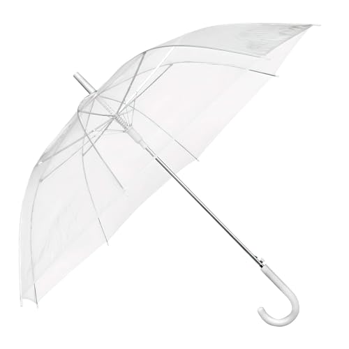 GOODS+GADGETS Durchsichtiger Regenschirm transparent, weißer Design Stockschirm Ø 100 cm;...