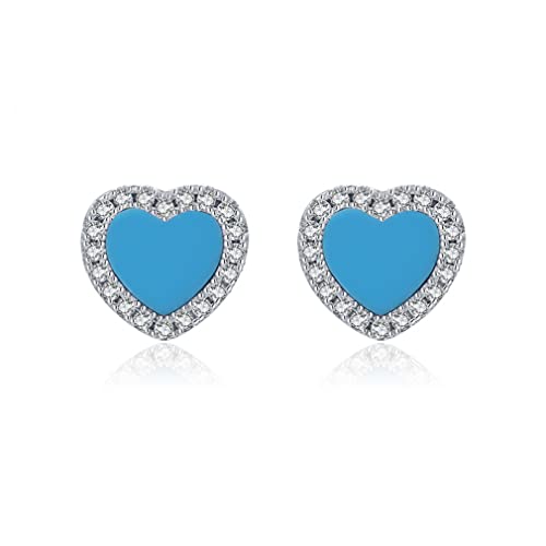 Turquoise naturels boucles d'oreilles à goujons coeurs pour femmes