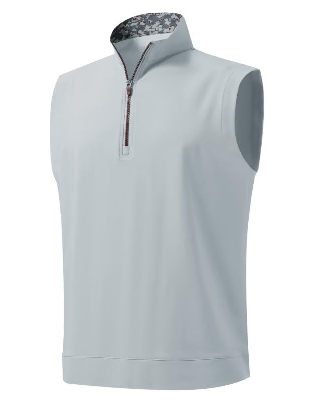 M MAELREG Golf Vests For Men Stretch Lightweight Breathable Quick Dry Stand Collar Sport Mens Quarter Zip Pullover