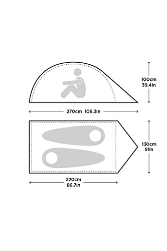 Mountain Warehouse Festival Dome 2 Man Summer Camping Tent - Water Resistant Backpacking Tent - Image 3