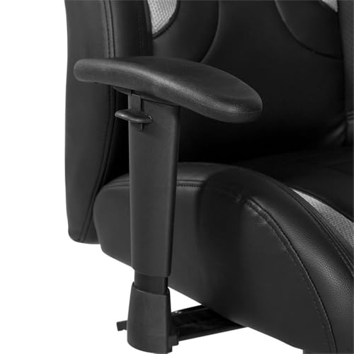 Pemberly Row Gaming Chair, Black Faux Leather with Gray Accents, Ergonomic Design, Adjustable Armrests, Lumbar Support, Tilt Lock Control, 360° Swivel, Durable Foam Upholstery for Home Office or - Image 8