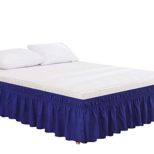 Faldón de Volantes Hotel Colcha Color Sólido Rodea Wrap Around Tejido de Tres Caras - Bedding Elastic Bed Valance Skirt with Ruffles (Color :...
