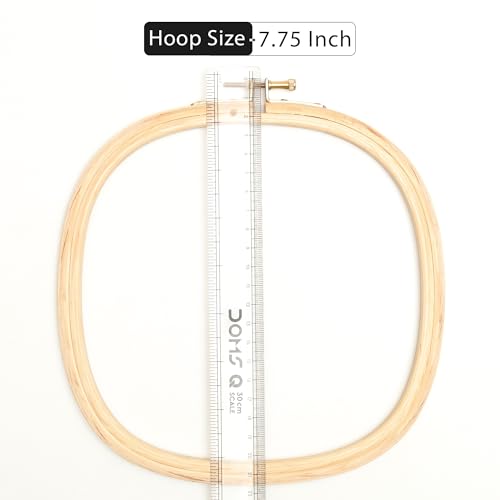 Image of EmbroideryMaterial Wooden Square Embroidery Hoop Ring Frame (7.75 x 7.75 Inch) | for Cross Stitch, Hand Embroidery, Sewing, DIY Craft, Aari Work & Wall Decor with Brass Screw (1 Piece)