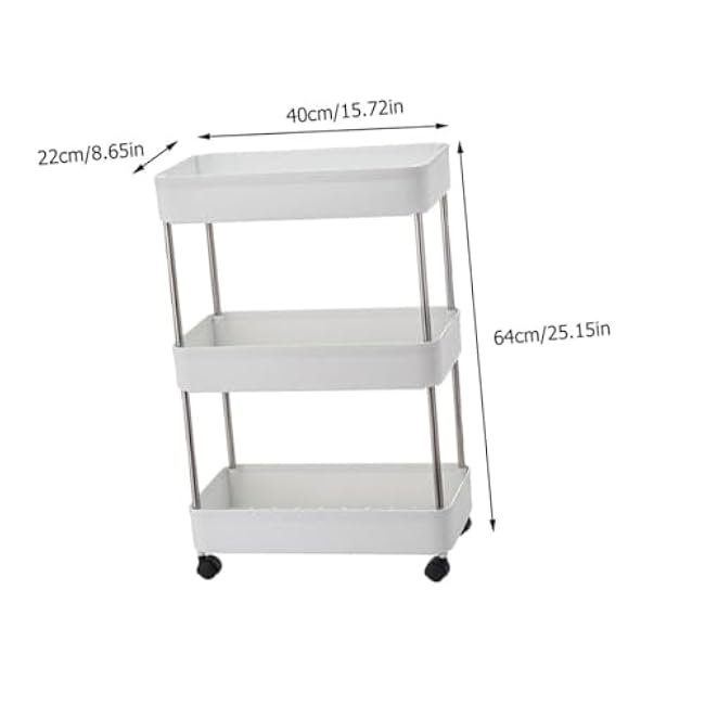 Multi-Purpose Rolling Storage Rack Kitchen Organizer Shelf with Wheels Frame Removable Cart for Bathroom Bedroom Balcony and Office Storage-CPppxTxR