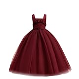 Flower Girls Dress Wedding Guest Bridesmaid Ball Gown Tween Girls Birthday Party Communion Prom Pageant Tulle Dresses Vestidos de niñas para Fiestas de Noche