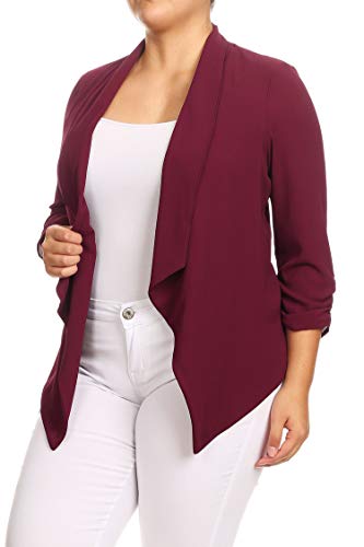 Women's Womens Lightweight Classic Draped Open Front Blazer with Plus Size2