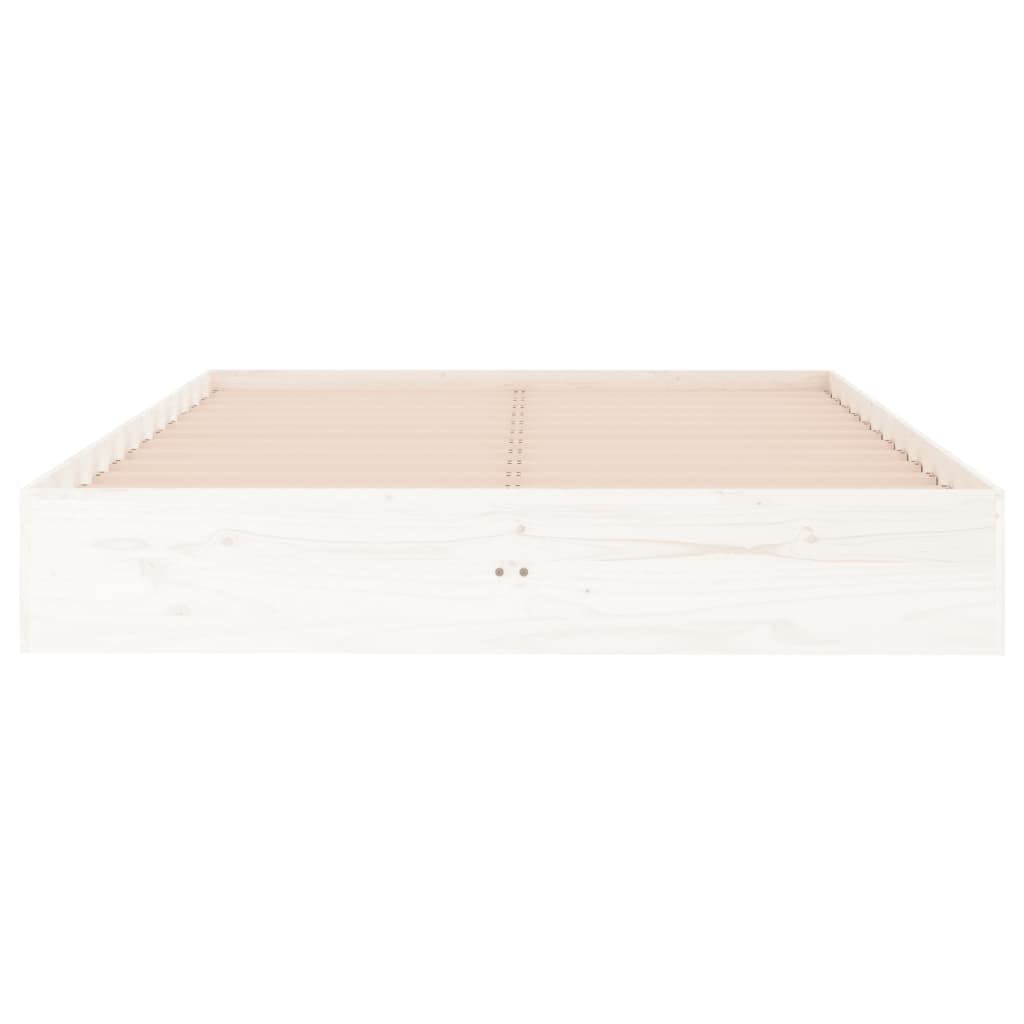 vidaXL Estructura de Cama Doble Somier Dormitorio Base Habitación Muebles Mobiliario Hogar Cuarto Descanso Madera Maciza Blanco 135x190 cm