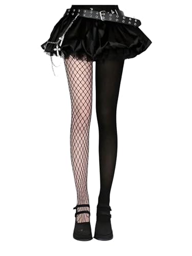 SweatyRocks Women's Mesh Fishnet Tights High Waist Pantyhose Goth Party Tights Stockings