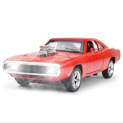 Image of WORSHIPER 1:32 Dodge Charger F & F7 Exclusive Alloy Metal Pull Back Die-cast Car Model with Sound Light Mini Auto Toy for Kids for Toy Car with Sound and Light (1:32 Dodge Charger F & F7 - Red)