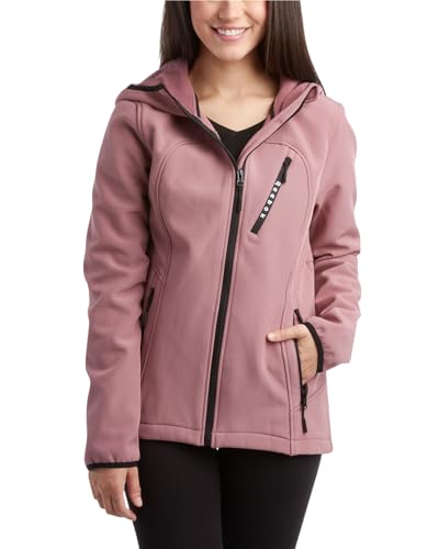 Kensie Women's Outerwear Hooded Softshell Water Resistant Jacket, Olive, S