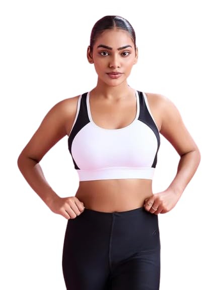 Visionex Women's Activewear Sports Bra, Non-Wired, Lightly Padded, High Support Gym Training Bra Black-image-3
