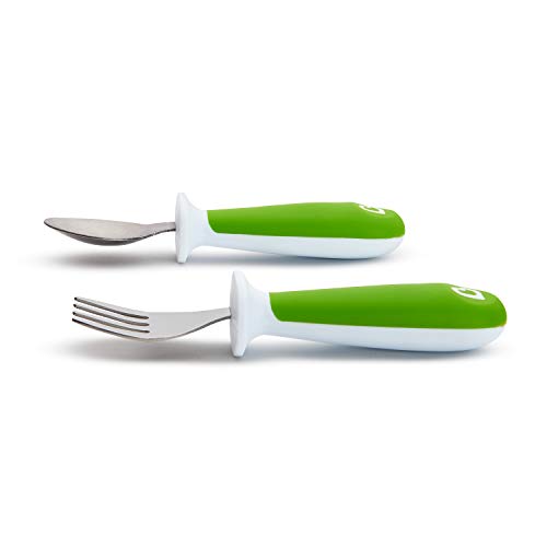Image of Munchkin Raise Toddler Fork & Spoon Set for Mealtime, BPA Free, Green