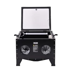POLLOR 90L Worktop Sand Blasting Cabinet Sand Blaster Abrasive Grit Shot Blast LED