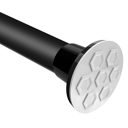 HOOPLE Heavy Duty Tension Curtain Rod 102-120 Inch, 1.27"Diameter No Drilling Adjustable Rod for Shower Windows Bathroom Bedroom Patio, Renter Friendly, Non-Slip Telescoping Design, Black