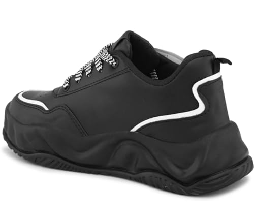 Image of ADISO Men's Chunky Sole Streetwear Sneakers | Trendy Lace-Up Casual Shoes for Fashion-Forward