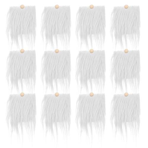 Toyvian Barbas de Duende de Piel Sintética Blanca Kit de 12 Unidades para Manualidades Barbas Esponjosas Hechas a Mano Ideales para Decoración Navideña y Fiestas