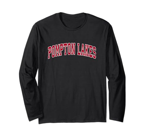 Pompton Lakes New Jersey NJ Vintage Deportes Diseño Rojo Manga Larga