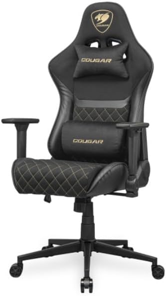 Miniatura 2 de COUGAR Armor ONE V2 Silla de juegos dorada, opciones de cuero de PVC transpirable o tela tejida, reposabrazos plegables 4D, almohadas lumbares y