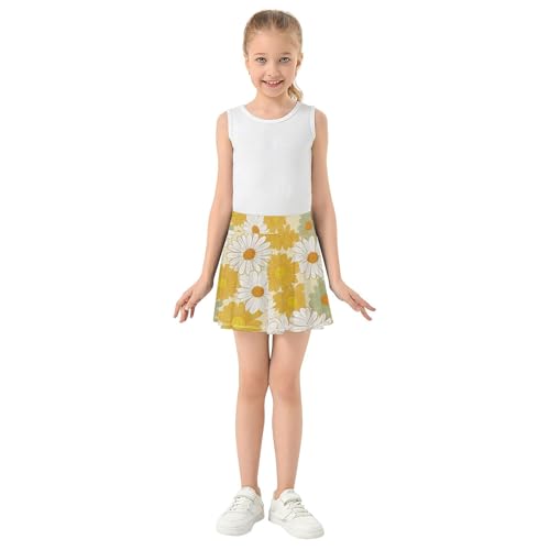 Girls Skorts Athletic Shorts Toddlers Tennis Skirts Floral School Skirt Floral Daisies Wildflowers Yellow 3t3