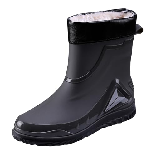 Zapatos militares para hombre e invierno Mid Tube Plus Velvet Cotton Removable and Washable Outdoor Fashion Work Fishing Car Wash Kitchen Non Slip Warm Rain Boots Zapatos de piel de serpiente para
