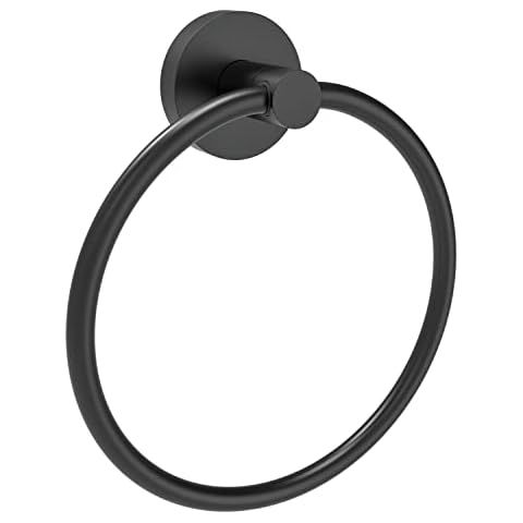 Fixsen Towel Ring Hand Towel Ring Towel Ring Holder Matte Black Zinc Alloy and Stainless Steel 1pc Simple Round for Kitchen and Bathroom Wall Mount Towel Racks Heavy Duty Storage Cover