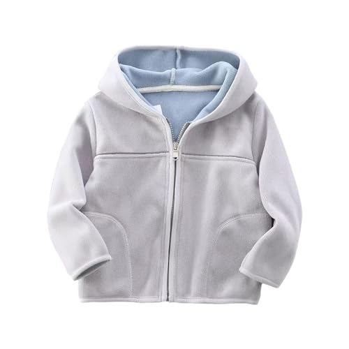 Hooded Zip 𝗣olar Fleece Jacket Lightweight Solid Windproof Long Sleeve Outerwear Thick Casual Coat with Pocket