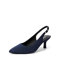 DREAM PAIRS Scarpe Classiche da Donna con Tacco a Gatto Décolleté con Cinturino in PU con Comoda Soletta per la Festa di Nozze,Size 38.5,Blu Marino-Scamosciato-1,SDPU2444W
