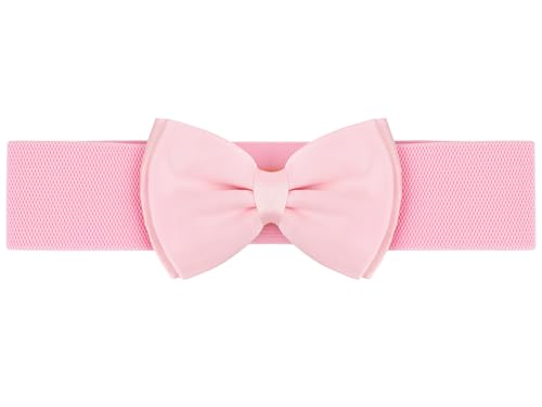 Ceintures élastiques avec nœud pour femme extensible rose Allegra K