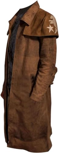 Suede Leather Duster Coat Mens Vegas A7 Armor Classic Veteran Ranger Brown Trench Coat2