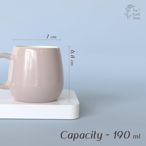 Image of The Earth Store Handcrafted Lavender Ceramic Ovule Shape Chai /Tea Cups Serving Tea Cups Set of 6 | Microwave and Dishwasher Safe | Ideal for Friends, Anniversary, Birthday, Office (190) ML Each