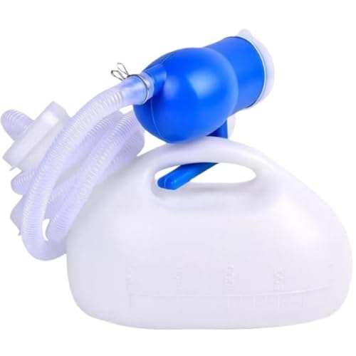 Cemaystic 小便器 ポータブル 2000ml 青 ? キャップ付き 持ち運び便利 目盛り付き 夜間 使用 キャンプ 車椅子対応 (ホワイト)