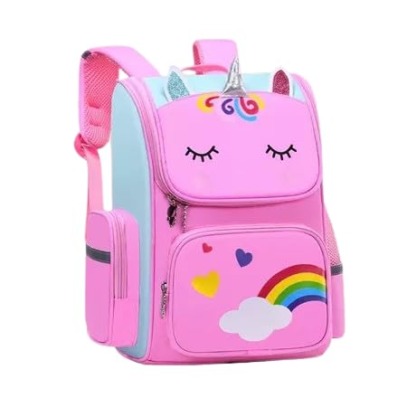 Mochila Escolar infantil Reforçada Unicornio – 41cm – Estilo Fofo e Conforto Diário (Rosa Unicórnio)