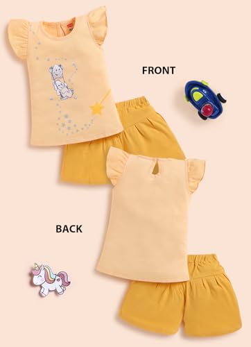 Image of LuvLap Baby Girls Regular Fit 100% Cotton Half Sleeves Girls Top CoSet Pack of 3