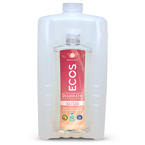 ECOS® Non-Toxic Hypoallergenic Dishmate, Dish Soap, Grapefruit: Small Ready-to-Use 16 fl. oz Spray Bottle Plus Large 64 fl. oz Refill Bottle | by Earth Friendly Products