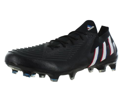 Image of adidas Predator Edge.1 Low Firm Ground Unisex Shoes Size 12.5, Color: Core Black /Cloud White /Vivid Red-Black