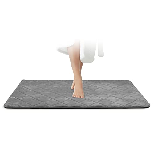 JAWAonline Badezimmerteppich Grau - Pflegeleichte Badematte Memoryschaum - Extrem Saugfähiger...