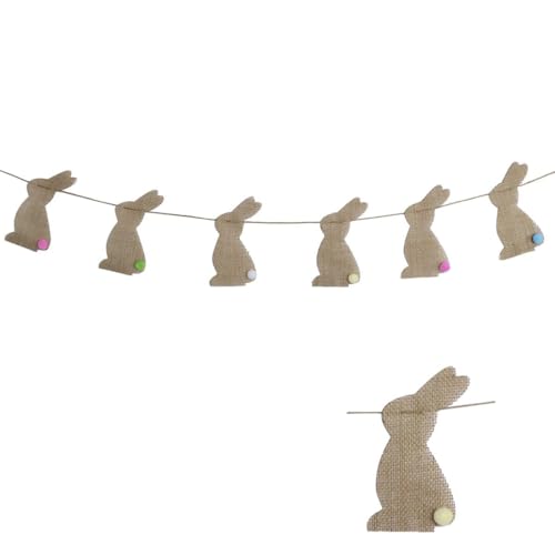HAGNA 1 Pieza Guirnalda De Banderines Colgantes Para Fiesta De Pascua Banderín De Conejo De Pascua, Conejito De Yute, Para Pascua Decoraciones De Mesa 2.5 M (B)