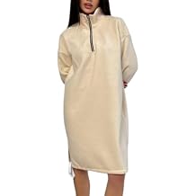 Womens Sweatshirt Dresses Long Sleeve Hoodies Half-Zip Pullover Casual Mini Skirt