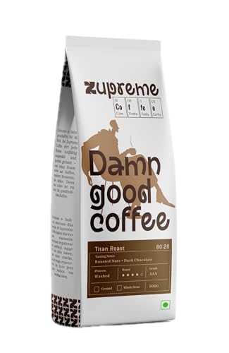 Image of Zupreme Premium Coffee Titan Roast 80:20, Arabica Robusta Coffee Beans, Medium Roast, Strong Rich & Full Bodied, Freshly Roasted, Ideal for Espresso Filter & Milk Coffee | 500 grams