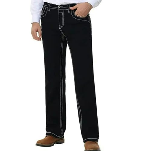Jeans Pants Trouser Denim Trendy Street Black Double Line Casual Commuting Temperament Straight Leg for Men4