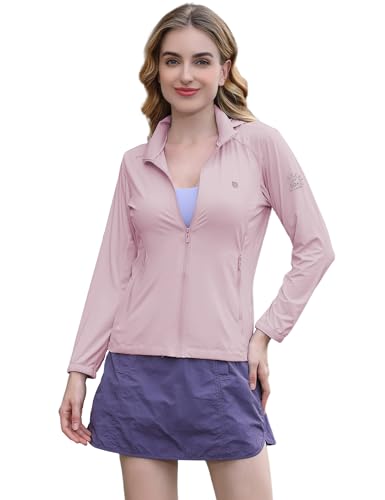 Image of Venzina Women's UPF 50+ Lightweight Athletic Jacket UV Sun Protection Full Zip Cooling Hoodie Long Sleeve Sunscreen Protective Clothing for Women for Outdoor Hiking, S-XL