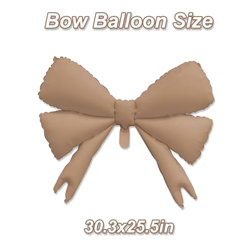 Image of 4 Pcs Large Bow Balloons, Brown Bow Balloon Coquette Balloons for Bow Party Decorations Coquette Birthday Decorations
