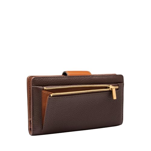 Image of Fossil Women's Logan Leather Wallet RFID Blocking Tab Clutch