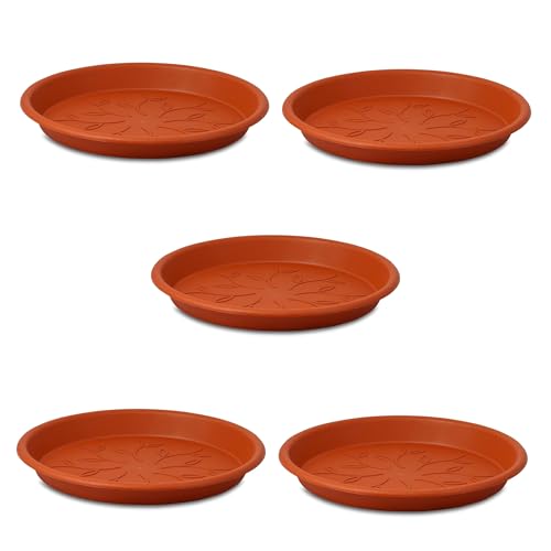 UV Treated Gardening Round Terracotta Bottom Trays/Saucers/Plates for Plant Pots 12 Inch Round Pots - Set of 5 | Heavy Duty, Durable Plant Tray for Gamla, Indoor Home Décor, Office & Outdoor Balcony
