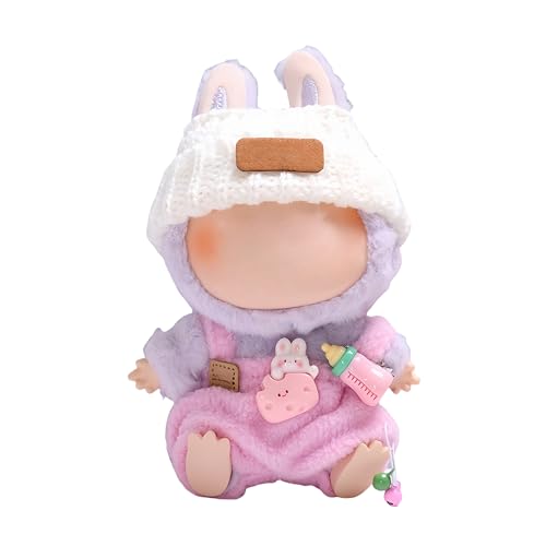 Doll Clothes Outfits for 17cm Dolls Accessories(NO Doll), Kawaii Chic Style Set for Dolls - Pink Bottle Overalls + White Bear Wool Hat + Pink Camera (Pink A)