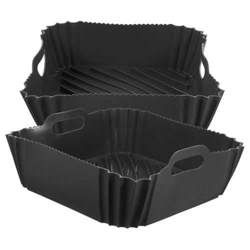 GRADENEVE Juego De 2 Cestas para Freidora De Aire Molde Reutilizable Antiadherente Accesorios para Cocción En Freidora Color Diseño con Acabado Espejo Interior