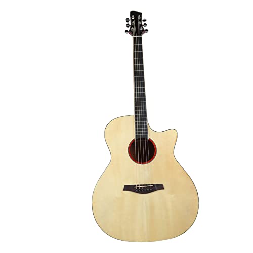 Folk Guitar Beginner Starter Pack, Guitare Acoustique en Bois Massif Entièrement équipée pour les Mélomanes (Couleur du bois naturel) - Les Beatles, Paul McCartney, John Lennon, RIngo Starr, George Harrison Folk Guitar Beginner Starter Pack, Guitare Acoustique en Bois Massif Entièrement équipée pour les Mélomanes (Couleur du bois naturel)