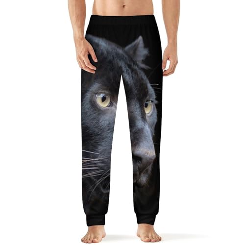 Wild Black Panther Comfortable Mens Pajama Pants Soft Breathable Long Bottoms Sleep Pants